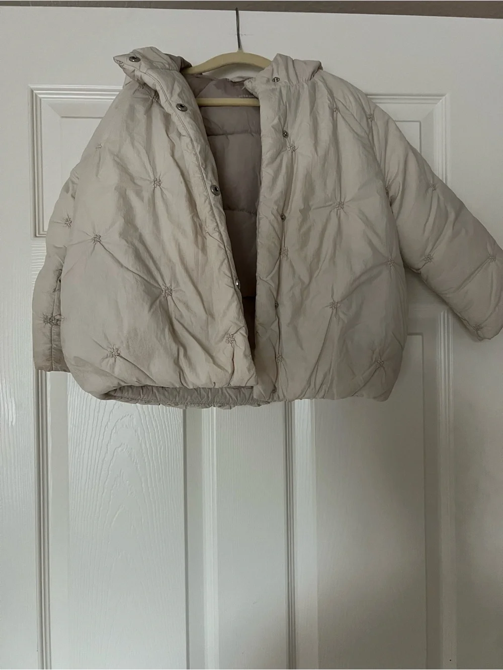 Zara Cream Puff Quilted Puffer Jacket - Soft Neutral - Girls